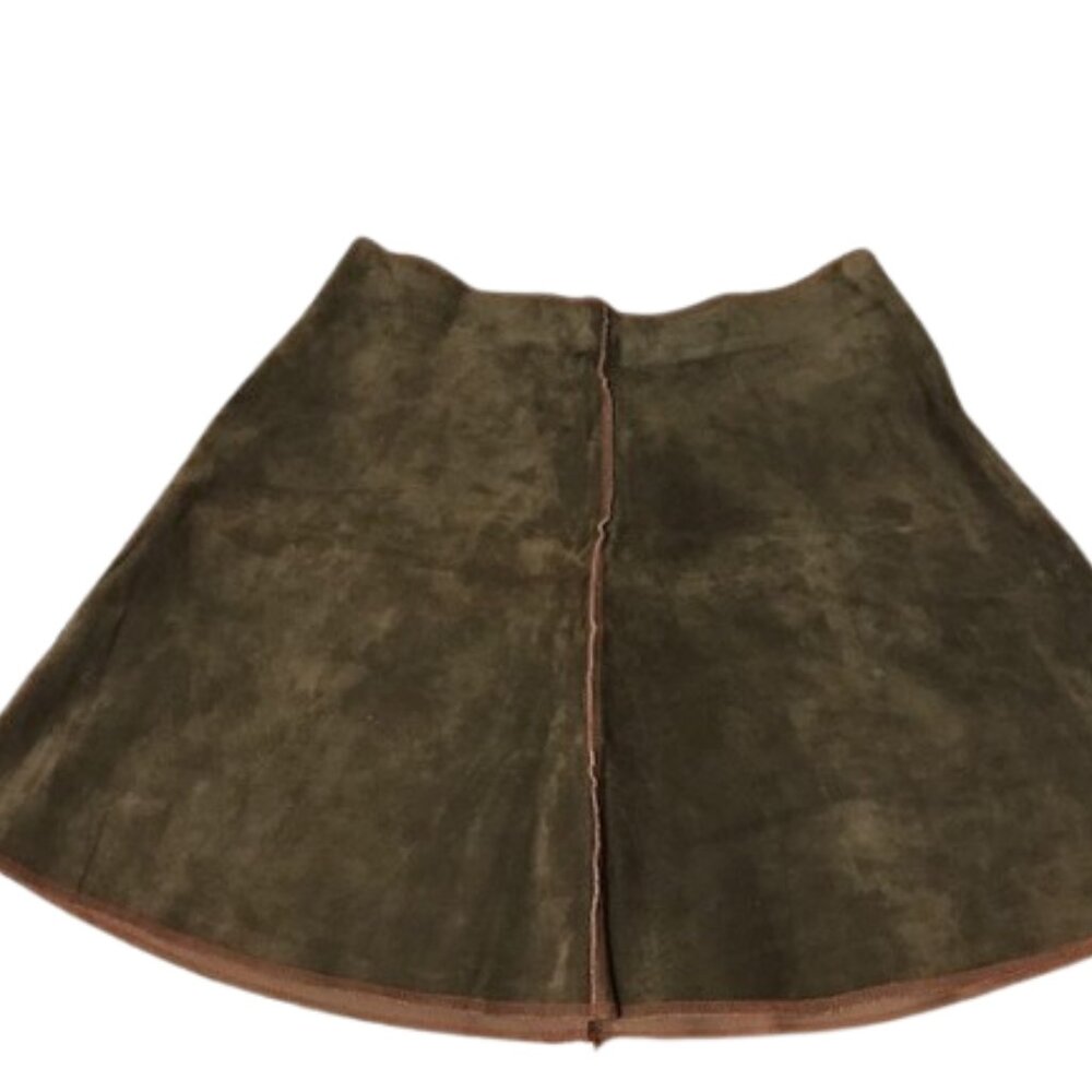 Dark Green Suede Mini Skirt - Tony Graham - Size S - Neo Hippie